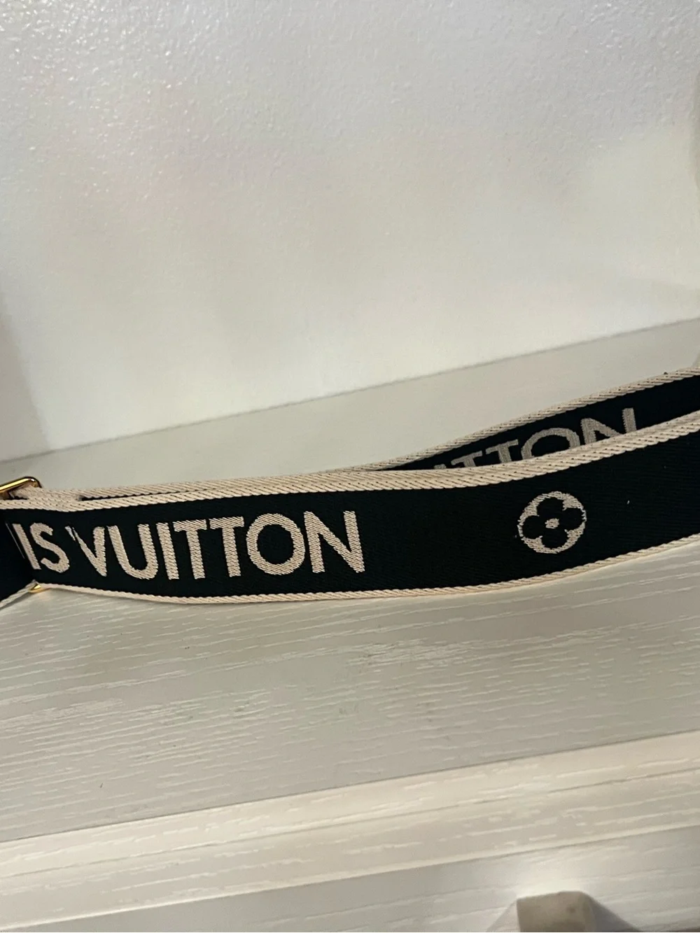 Louis Vuitton Black and Cream Logo Jacquard Shoulder Strap
